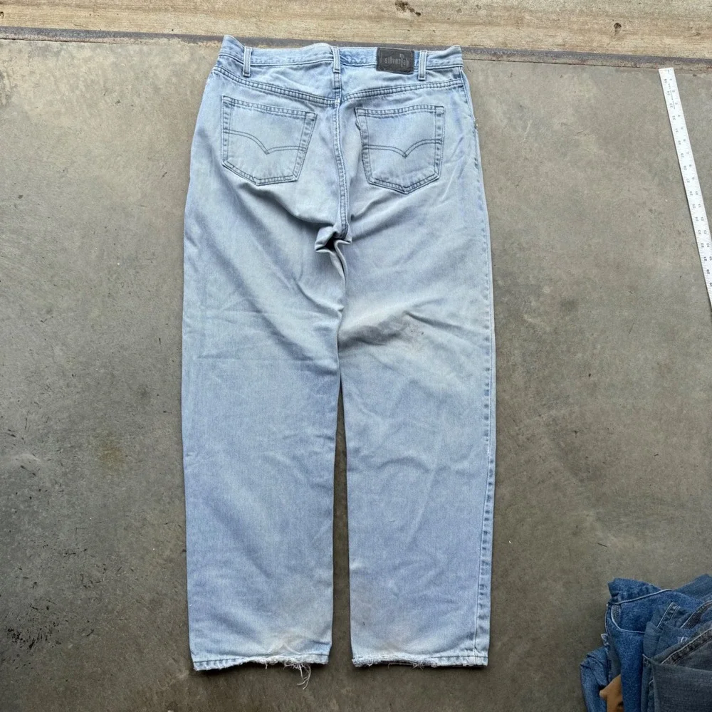 Vintage Levis‎ SilverTab Straight Relaxed Light Wash Baggy Denim Jeans 36x32 90s
